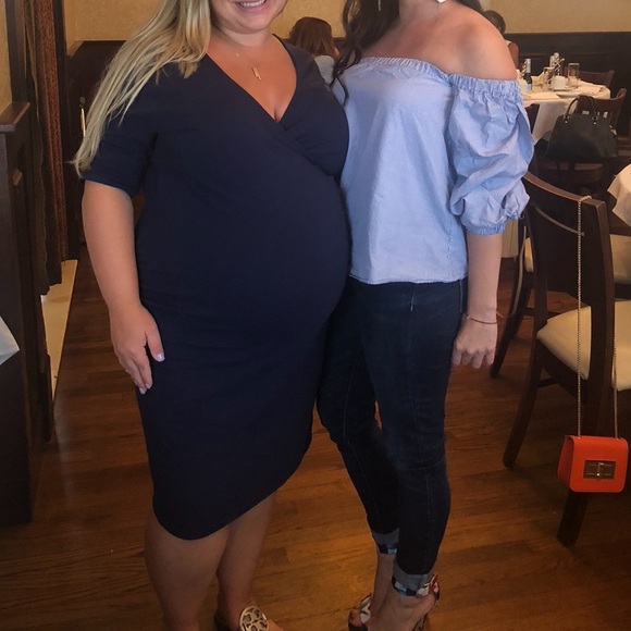 Blue Off the Shoulder Ruffle Top - Picture 2 of 4